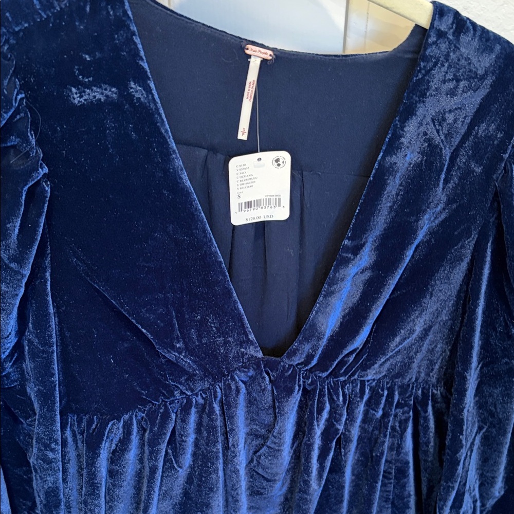 Free People Navy Velvet Dress - Picture 3 of 5